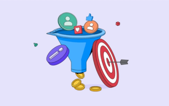Marketing funnel and target illustration
